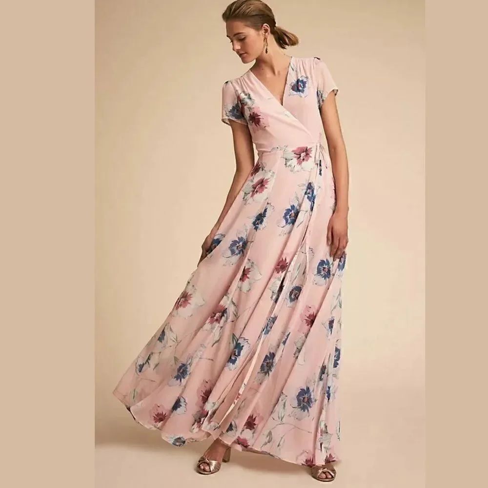NEW BHLDN YUMI KIM CALYPSO WRAP MAXI DRESS PINK